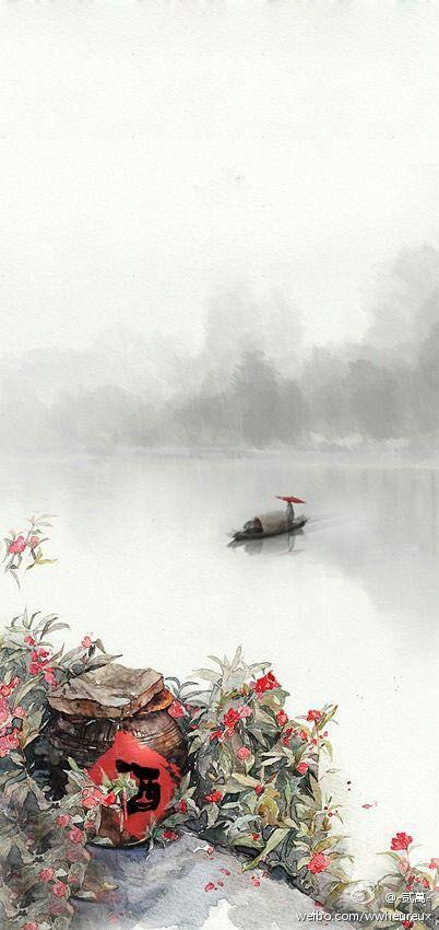 古风/风景/底图/海报/船/江.去水印by汜荩.