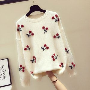 class=h>针织衫 /span> span class=h>樱桃 /span>刺绣可爱毛衣秋冬