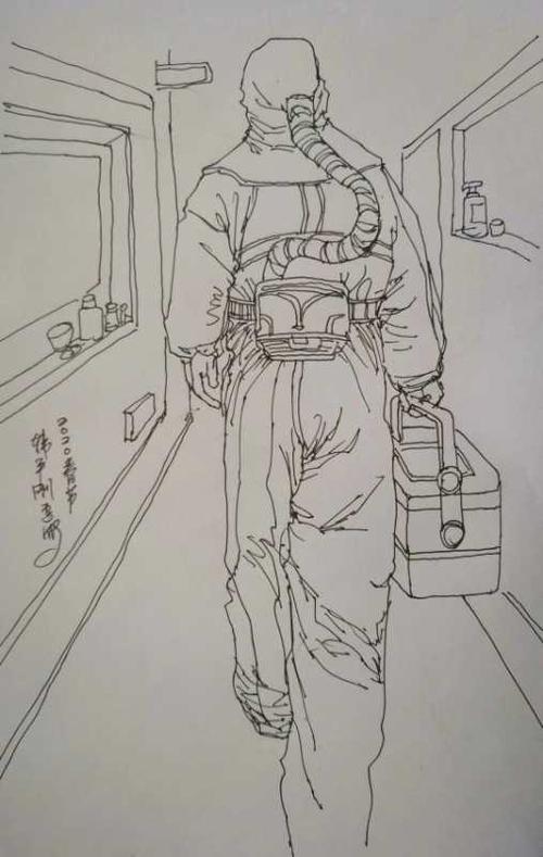 画家韩平刚抗疫速写作品精选