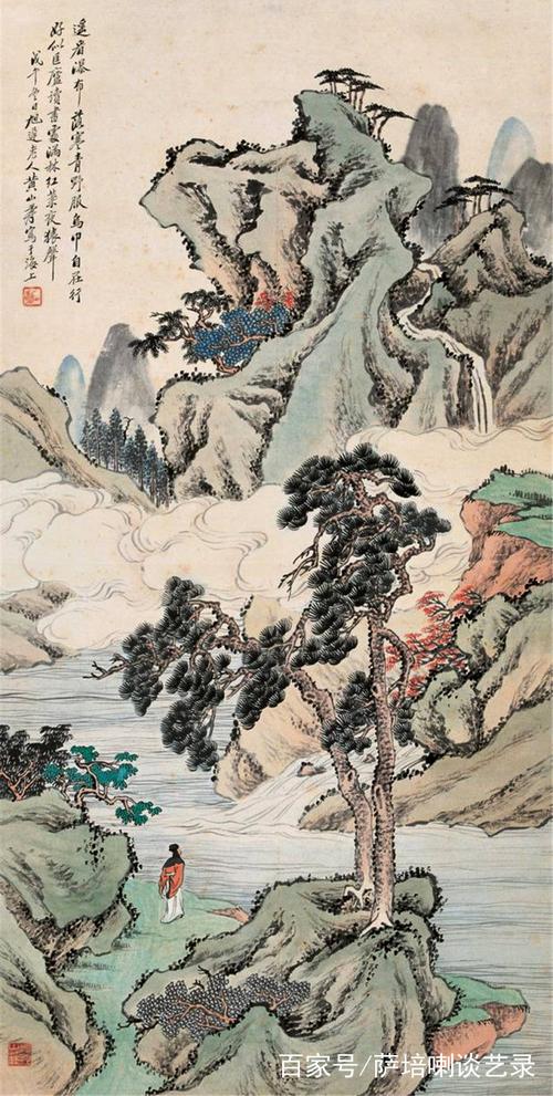 晚清海派名家黄山寿青绿山水作品欣赏