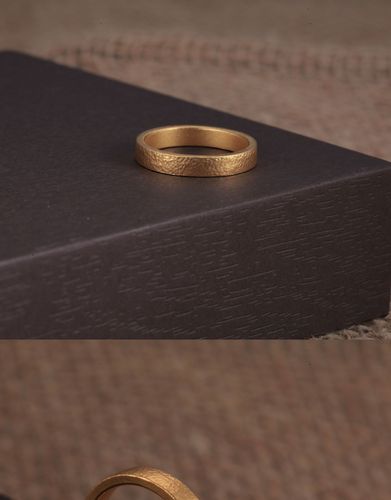 友宝手工锤纹戒指古法黄金足金999尾戒情侣对戒定制刻字 支持来料老鳯