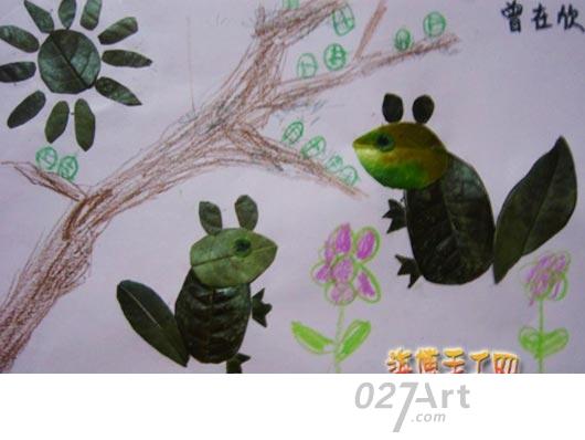 树叶贴画松鼠2树叶贴画儿童作品精选