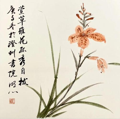 lx004《萱草》34*34cm  纸本