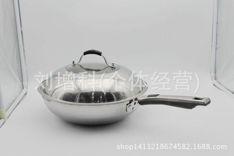 批发米塔尔五层钢无烟炒锅组合盖 不锈钢无涂层炒锅平底锅32cm