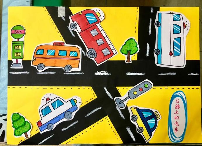 儿童画《公路上的汽车》适合4-6岁_汽车_儿童画_色彩搭配_学习_母婴