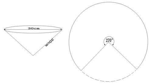 圆锥形的烟囱底面半径为15cm,母线长为20cm,制作这样一个烟囱帽所需要