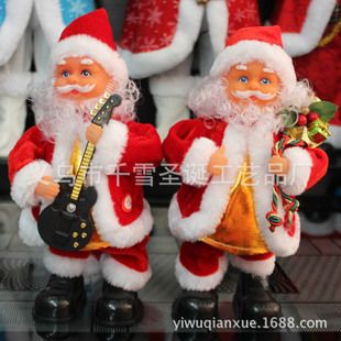 电动圣诞老人公仔12寸横走电动音乐玩具圣诞公仔圣诞装饰圣诞礼品