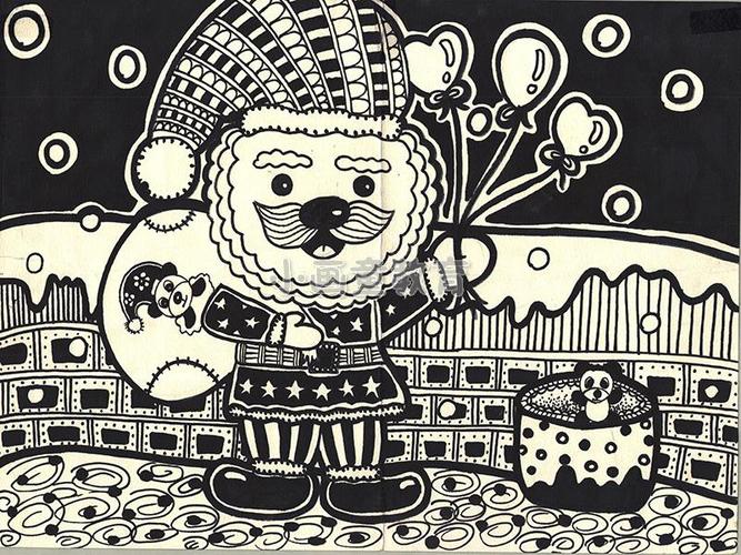 线描《圣诞老人》_小画童美术培训品牌官网 — 专注4-12岁儿童美术