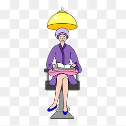 时尚女性烫头发卡通手绘