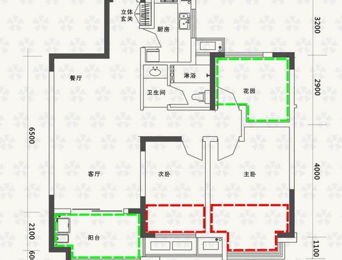名邦西城国际户型a户型 3室2厅1卫1厨