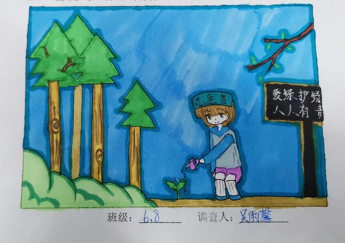临沂西郊实验学校春芽班爱绿护绿活动——公益广告绘画创作