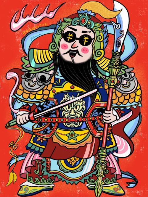 ipad国潮儿童插画|卡通手绘门神秦叔宝_插画_卡通_ipad_手绘_我是原创