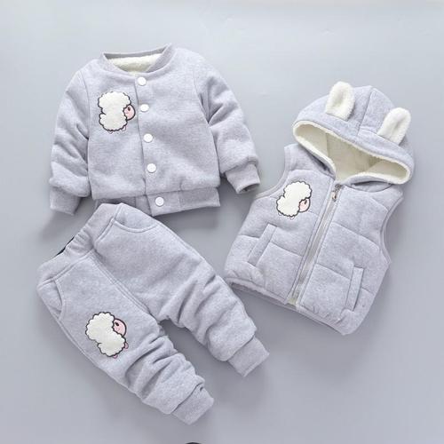 童泰男女宝宝加绒三件套装1-3岁4秋冬装0加厚2儿童装