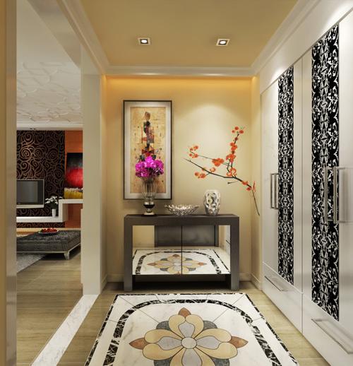 把厨房的墙体进行拆除,设计出入户门的鞋帽柜