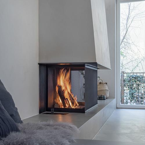 燃木壁炉 / 现代风格 / 开放式 / 嵌入式