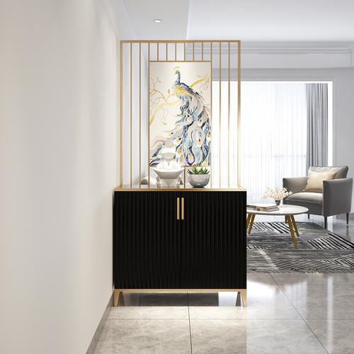 轻奢风玄关柜鞋柜入户挡煞门厅柜风水新中式置物穿堂 抹茶绿玄关柜1米