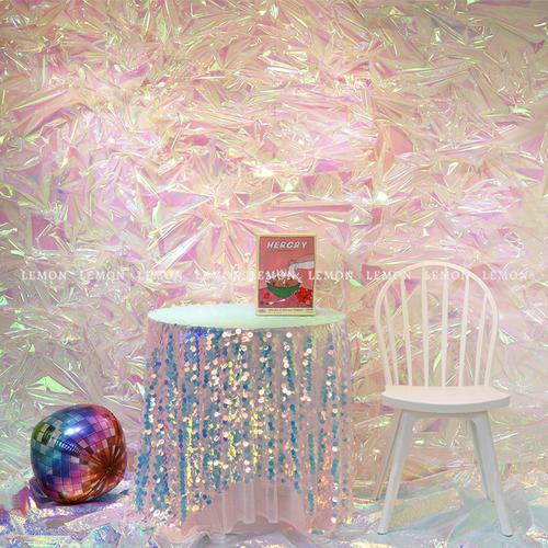 直播间透明幻彩pvc膜纸背景墙网红拍照区布置服装店橱窗装饰道具