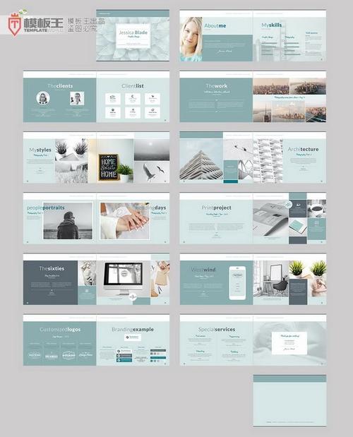 24页a4横板简约作品集画册id模板indesign版式排版设计素材源文件