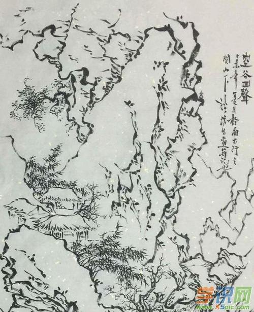 工笔白描山水画图片欣赏