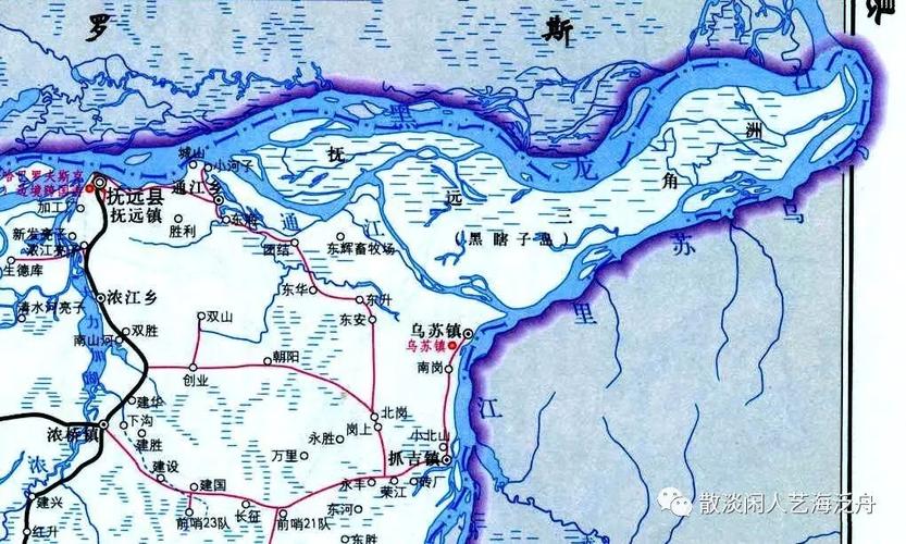 黑瞎子岛即抚远三角洲  位置图
