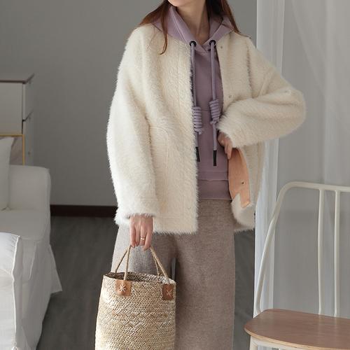 [qian"s]水貂绒皮毛一体大衣 aaa8319