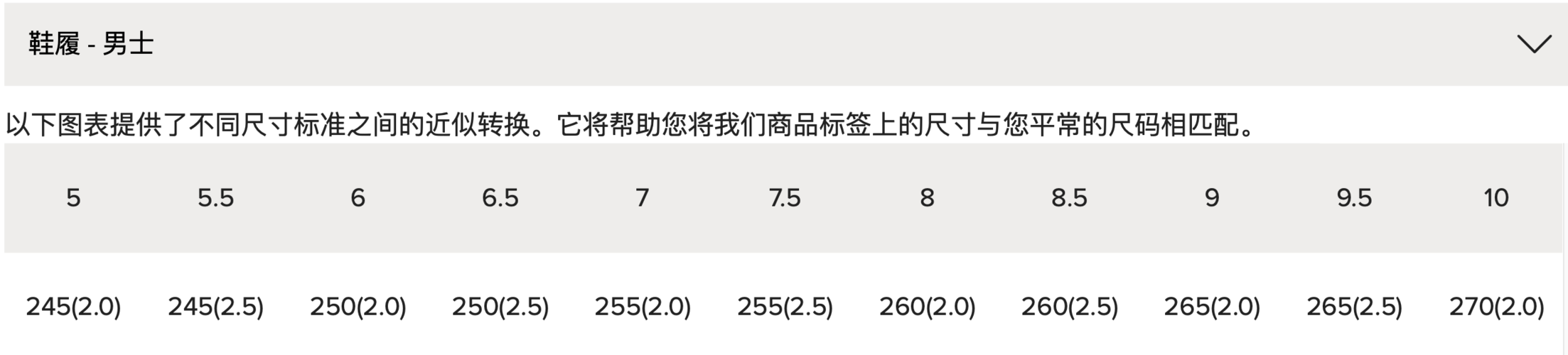 fendi 芬迪其它尺码表