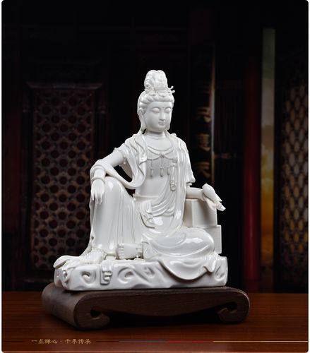 戴玉堂 苏杜村作品 陶瓷佛像工艺装饰品摆件坐岩自在观音/d27-105