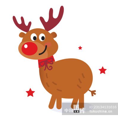 cute christmas cartoon reindeer isolated on white