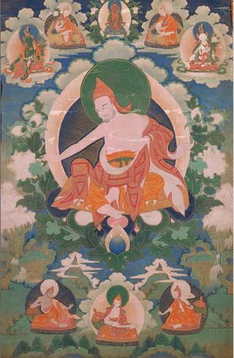 无著先以小乘佛教修行出家,不得尽解,后师从弥勒菩萨印度大成就者无著