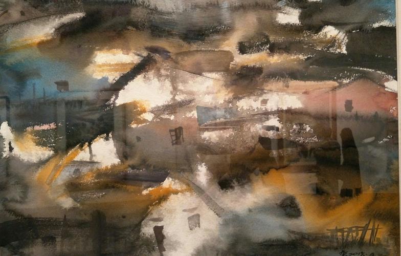 宁波籍著名画家林绍灵浙江美术馆水彩画在《桥》那边画展剪影.