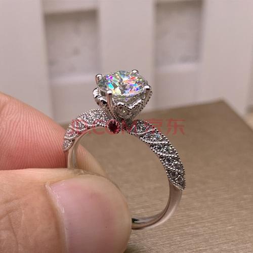 老凤祥同款莫桑石戒指女1克拉钻戒d色宫廷风豪华四爪结婚戒指玫瑰金