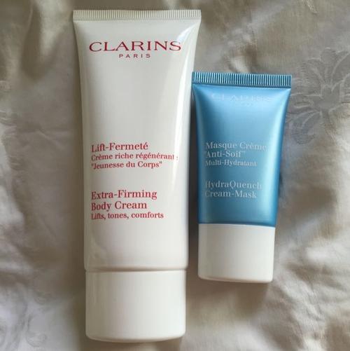 clarins extra-firming body cream free hydraquench cream mask!