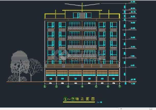 某城区五层商住楼建筑设计cad施工图