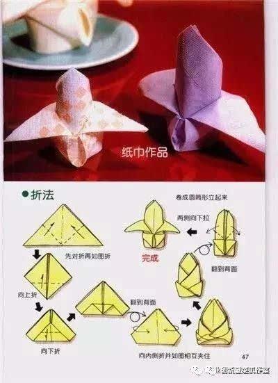 口布的折法并不复杂,餐厅服务员经过简单培训就可以迅速上手,下面就来