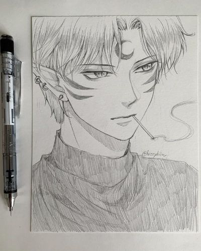 犬夜叉杀生丸铅笔画手绘线稿,帅气的杀生丸临摹素材