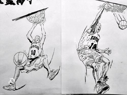 樱木花道灌篮马克笔手绘