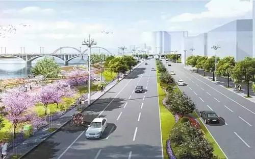 滨江中路道路改造效果图根据《南充市滨江大道改造工程方案设计》