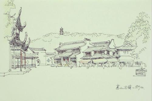 惠山古镇秋游图画简笔画