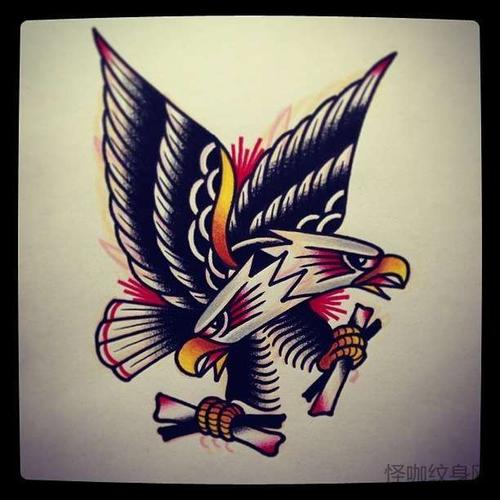 old school手稿老鹰纹身图案