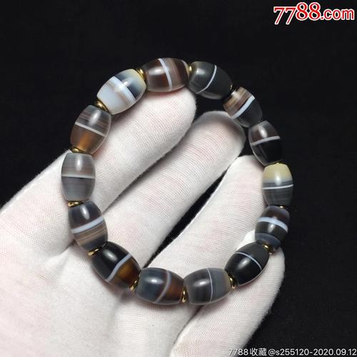 天然蓝沁玛瑙珠缠丝玛瑙-玛瑙/宝石手串-7788收藏