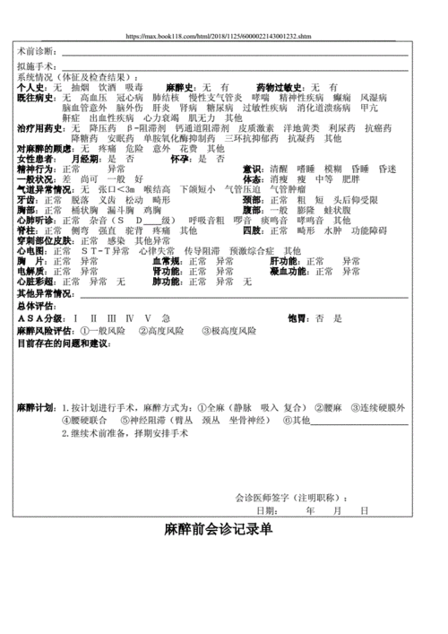 麻醉前会诊记录单模板.doc 3页