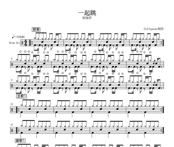 【椰壳鼓手】阿修罗 一起跳架子鼓鼓谱高清动态鼓谱