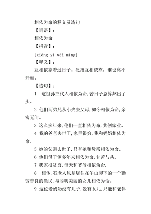 相依为命的释义及造句.docx