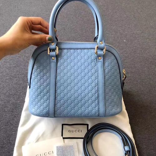 gucci 古驰baby蓝色logo压纹贝壳小号手提包