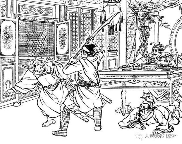 且喜没被人看见;又悄悄爬上楼梯,向里一看,蒋门神和张团练,张都监三人