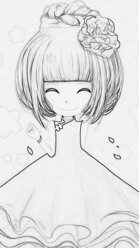 画花花姑娘的简笔画可爱
