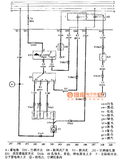 捷达空调开关,鼓风机5v发动机电路图