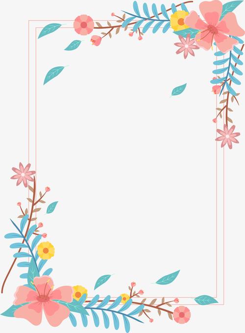春天多彩花朵装饰边框