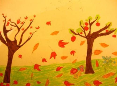 关于秋天枫树的儿童画图片大全