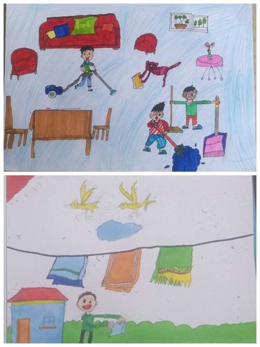 三7班第一期寒假家务劳动实践活动--绘画作品!